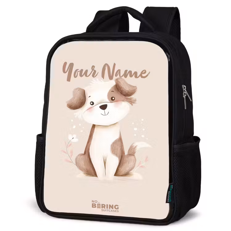 Kids backpack - Black - Dog in the colors brown and beige — 6