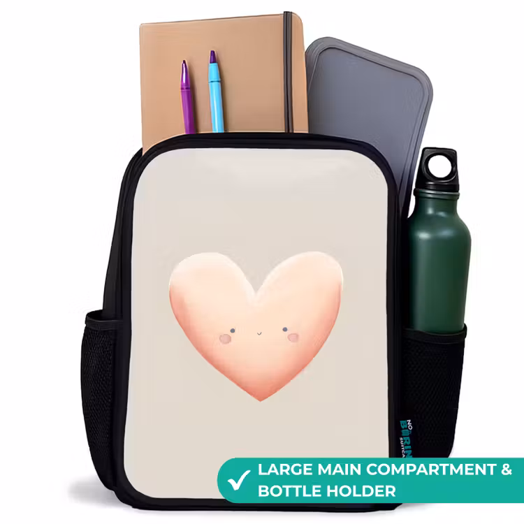 Kids backpack - Black - Heart in pastel colors — 10