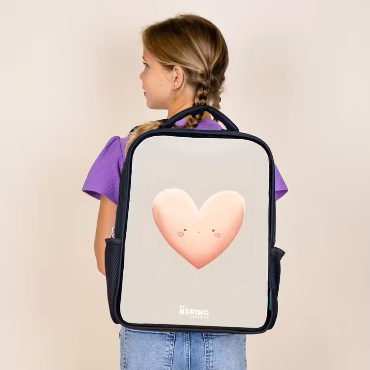 Kids backpack - Black - Heart in pastel colors — 4