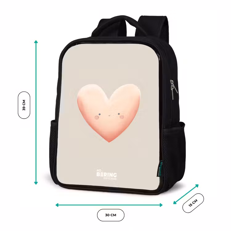 Kids backpack - Black - Heart in pastel colors — 8