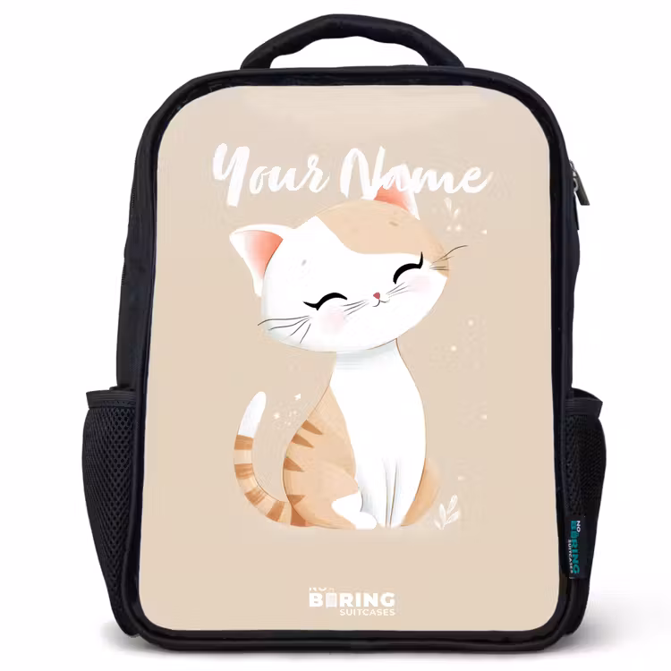 Kids backpack - Black - Kitten in the colors beige and white — 1