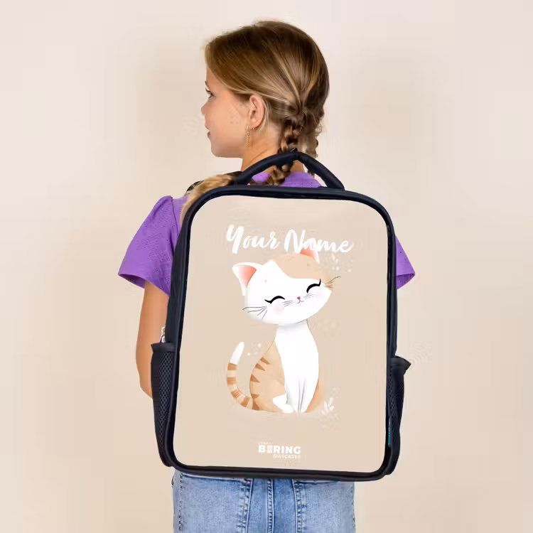 Kids backpack - Black - Kitten in the colors beige and white — 4