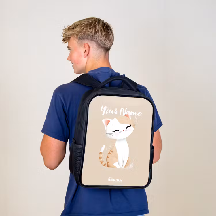 Kids backpack - Black - Kitten in the colors beige and white — 5