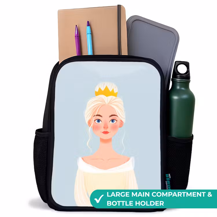 Kids backpack - Black - Princess with a golden crown - Blue — 10