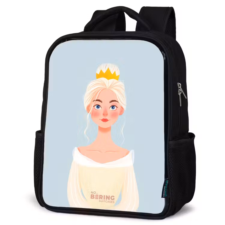 Kids backpack - Black - Princess with a golden crown - Blue — 6