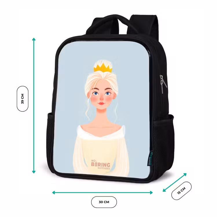 Kids backpack - Black - Princess with a golden crown - Blue — 8