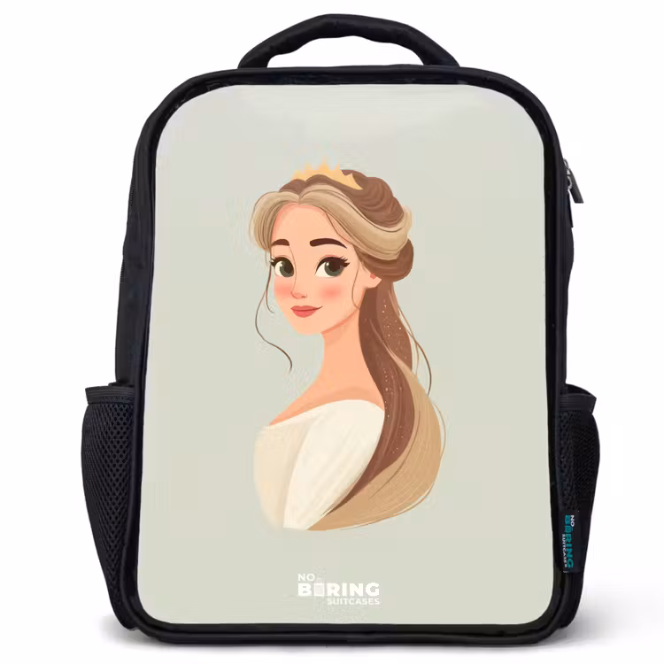 Kids backpack - Black - Princess with a tiara - Green — 1