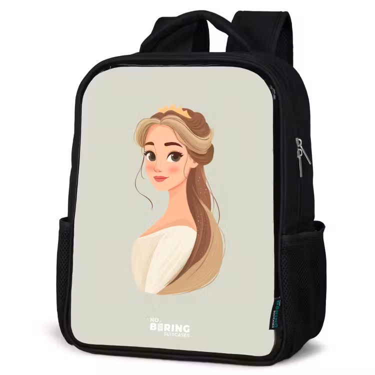 Kids backpack - Black - Princess with a tiara - Green — 6
