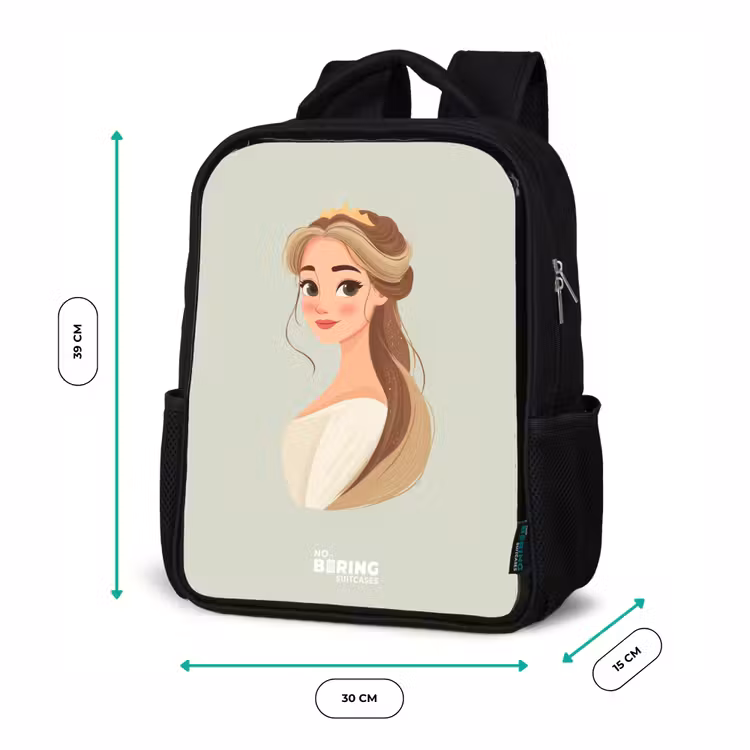Kids backpack - Black - Princess with a tiara - Green — 8