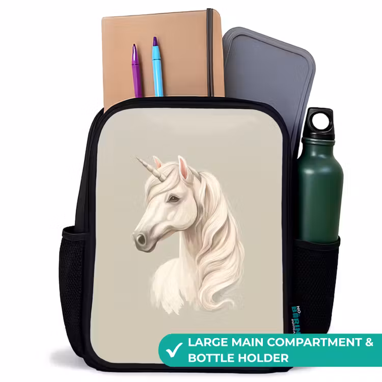 Kids backpack - Black - Unicorn in neutral colors — 10