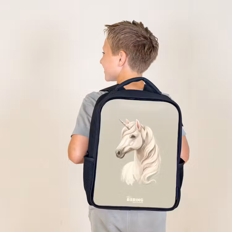 Kids backpack - Black - Unicorn in neutral colors — 2