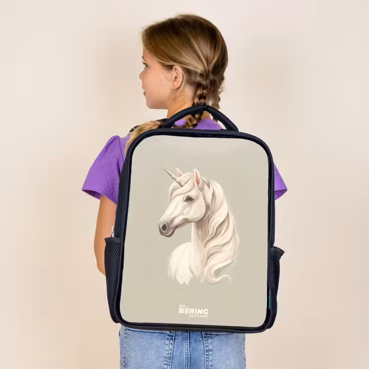 Kids backpack - Black - Unicorn in neutral colors — 4