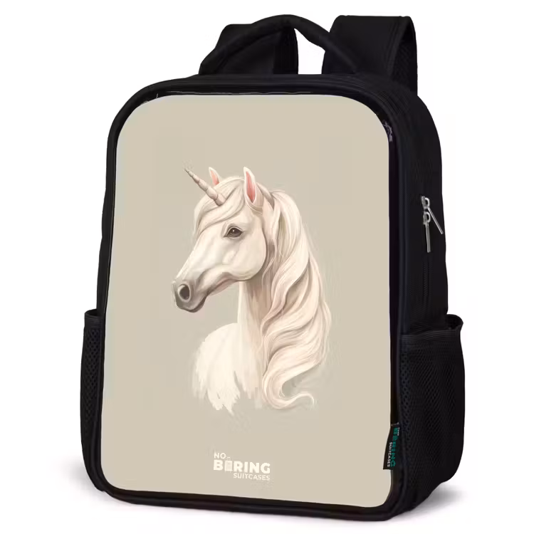Kids backpack - Black - Unicorn in neutral colors — 6