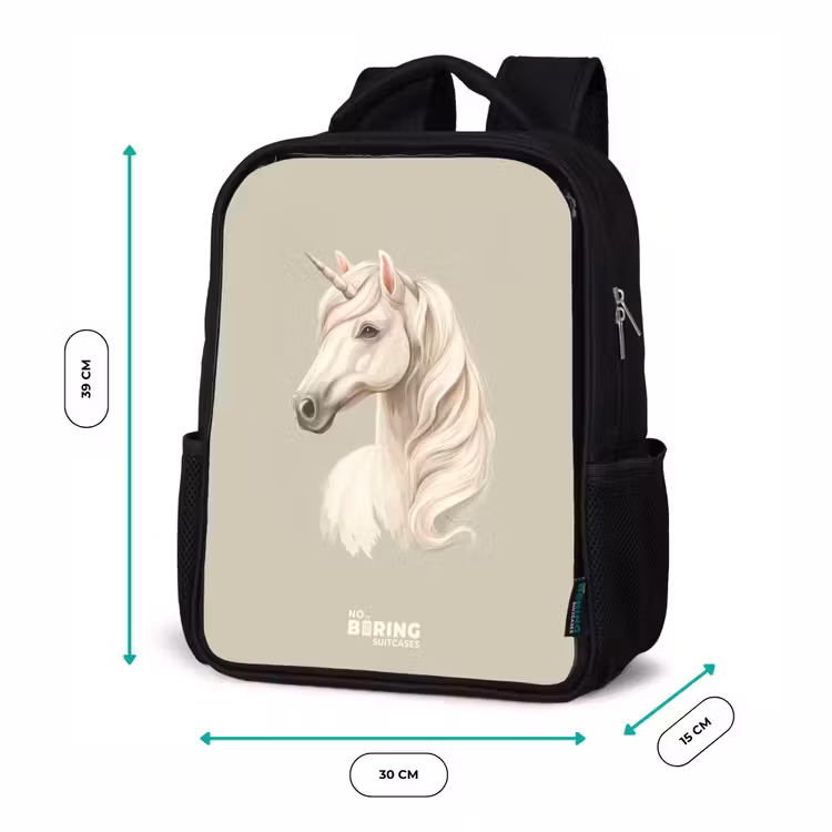 Kids backpack - Black - Unicorn in neutral colors — 8