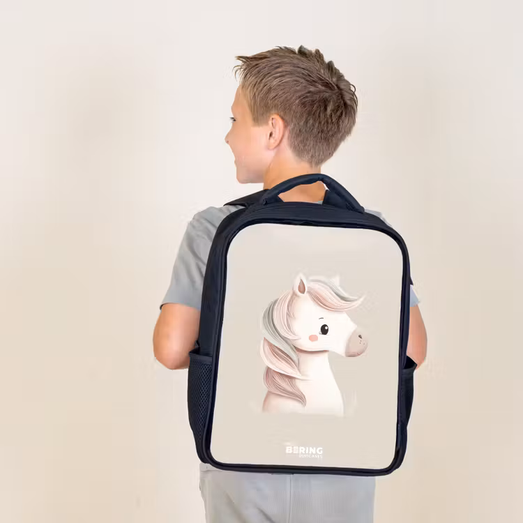 Kids backpack - Black - Unicorn in pink pastel colors — 2