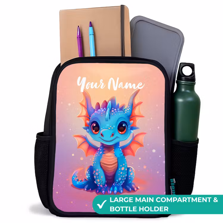 Kids backpack - Black - Cute baby dragon — 10