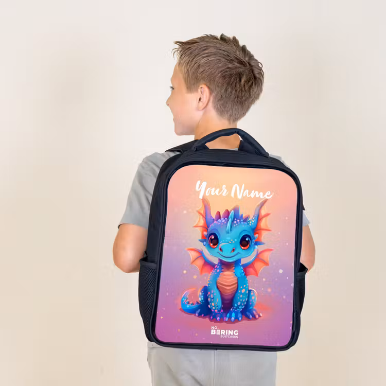 Kids backpack - Black - Cute baby dragon — 2