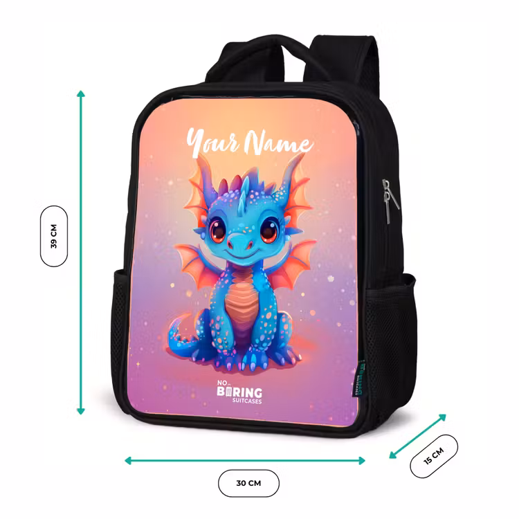 Kids backpack - Black - Cute baby dragon — 8