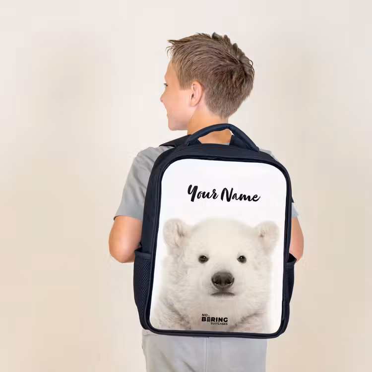 Kids backpack - Black - Cute Polar Bear — 2