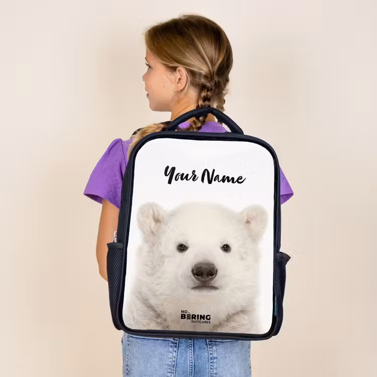 Kids backpack - Black - Cute Polar Bear — 4