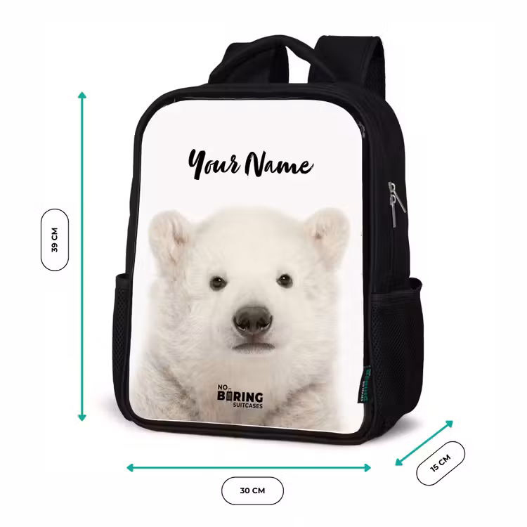 Kids backpack - Black - Cute Polar Bear — 8