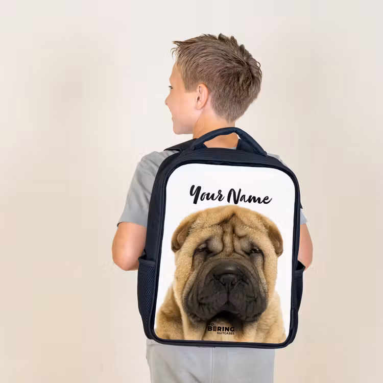 Kids backpack - Black - Dog with Angry Head — 2