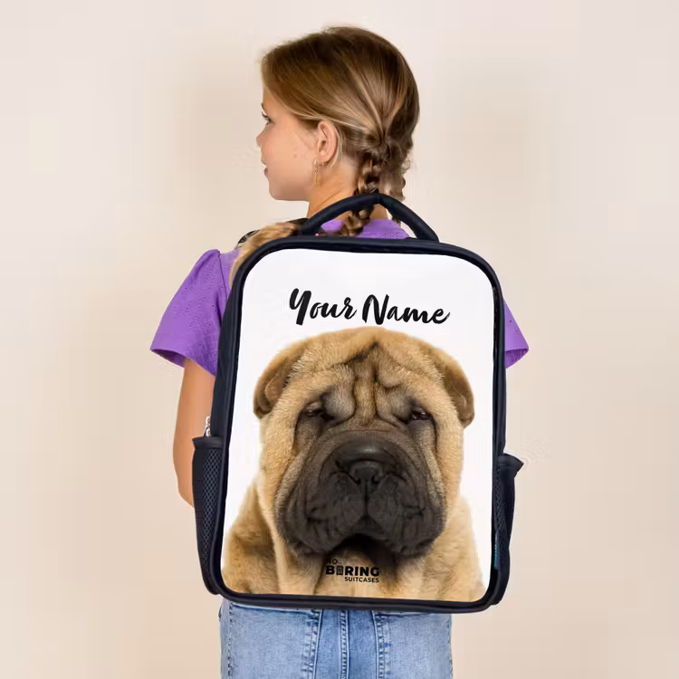 Kids backpack - Black - Dog with Angry Head — 4
