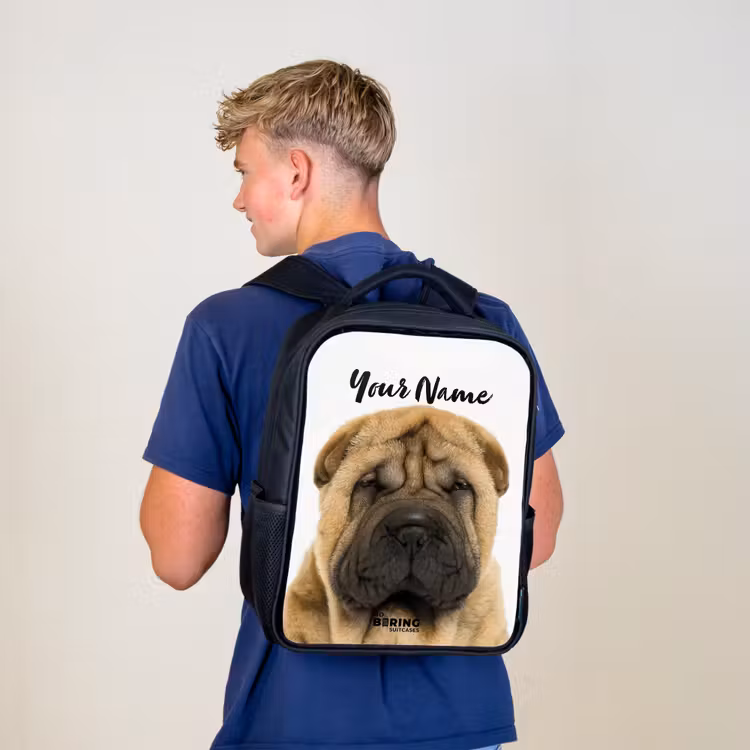 Kids backpack - Black - Dog with Angry Head — 5