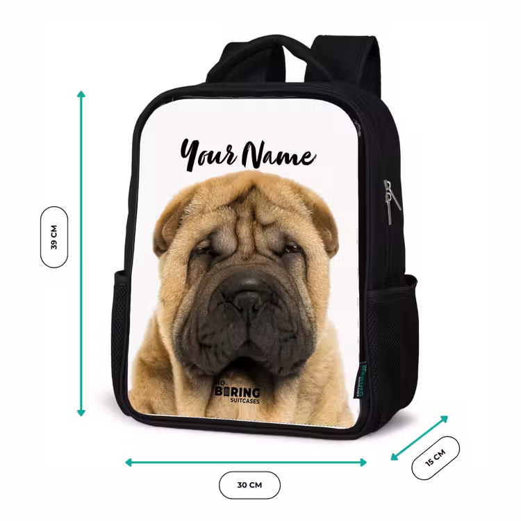 Kids backpack - Black - Dog with Angry Head — 8