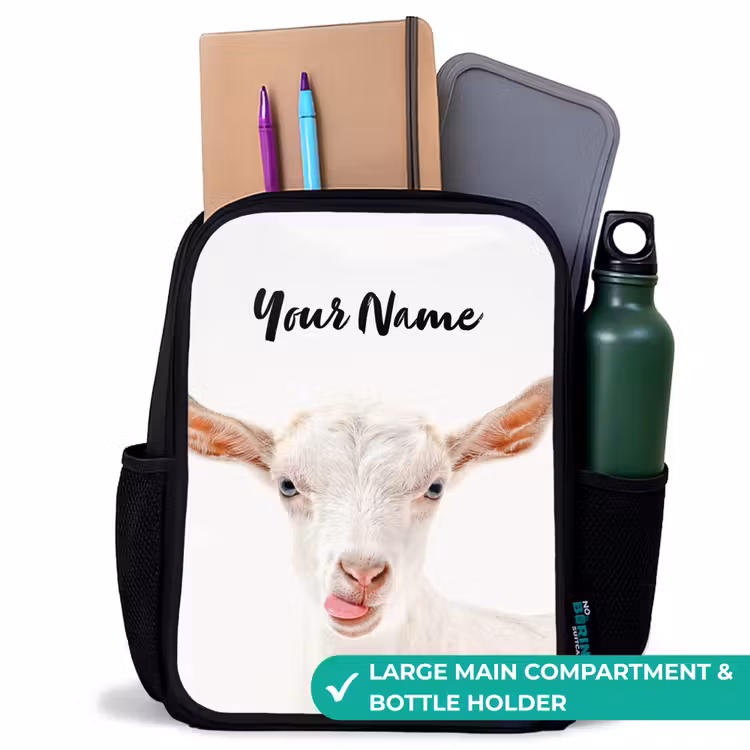 Kids backpack - Black - Goat Sticking Out Its Tongue — 10