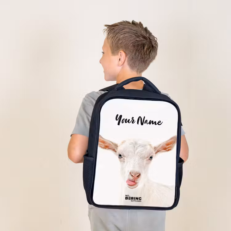 Kids backpack - Black - Goat Sticking Out Its Tongue — 2