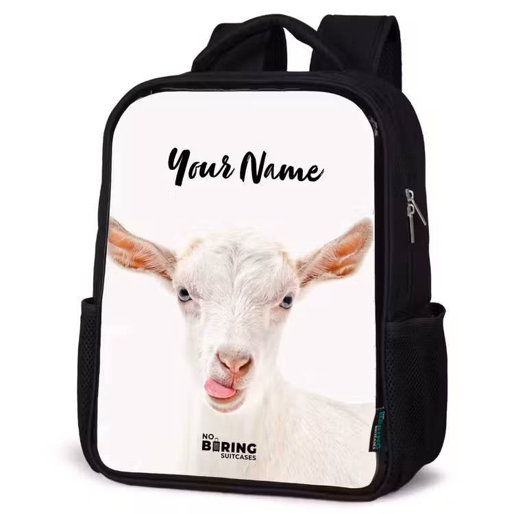 Kids backpack - Black - Goat Sticking Out Its Tongue — 6