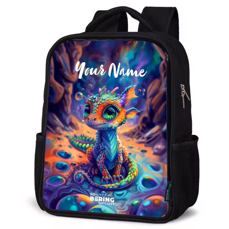 Kids backpack - Black - Ornate sapphire dragon — 6