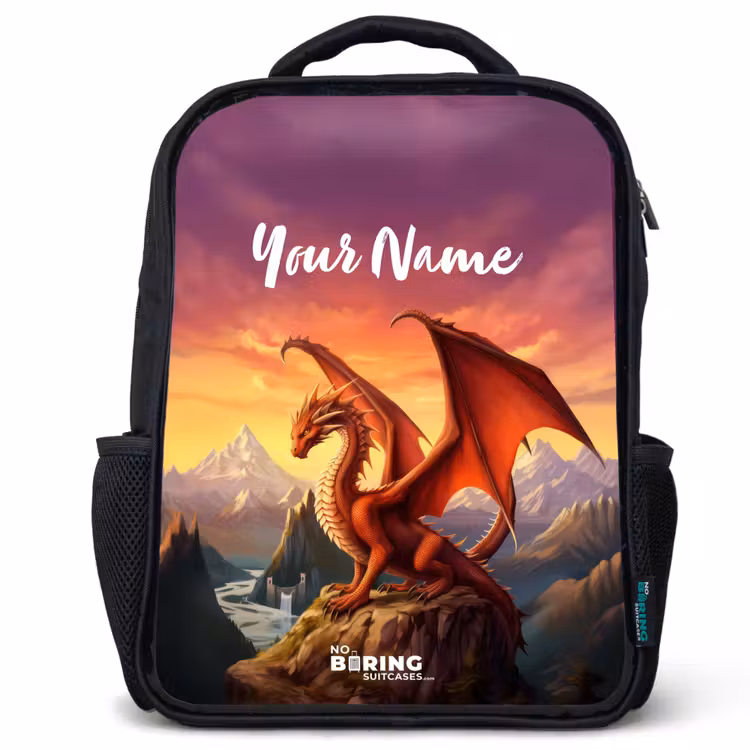 Kids backpack - Black - Red giant dragon — 1