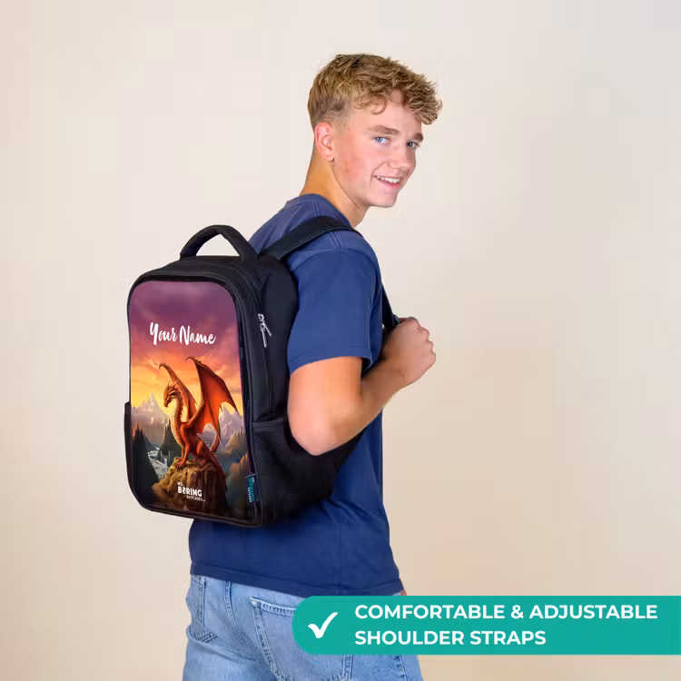 Kids backpack - Black - Red giant dragon — 11
