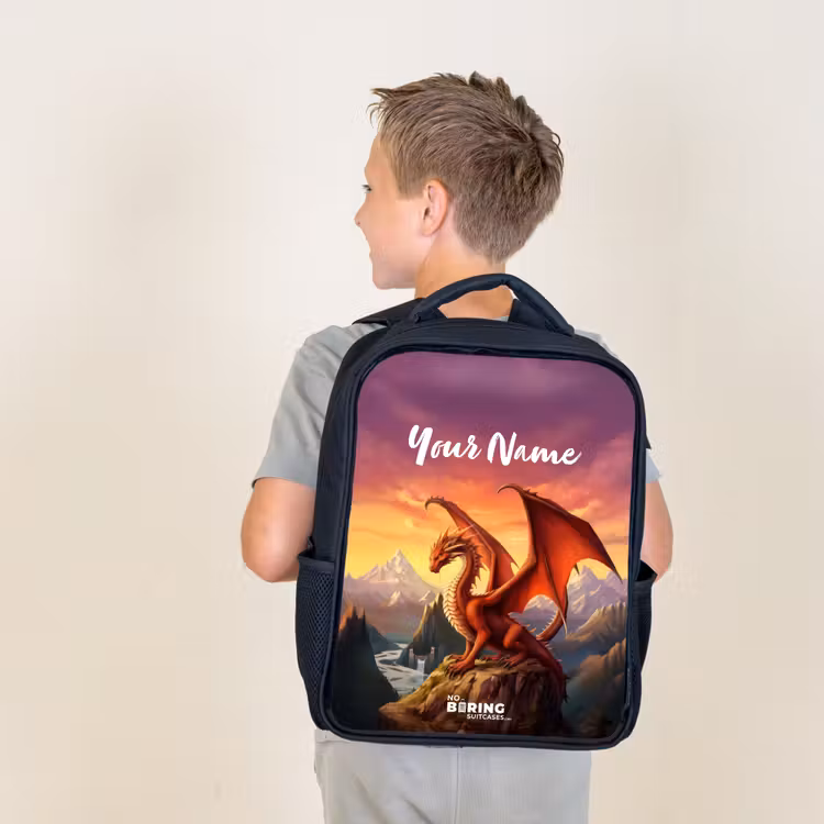 Kids backpack - Black - Red giant dragon — 2