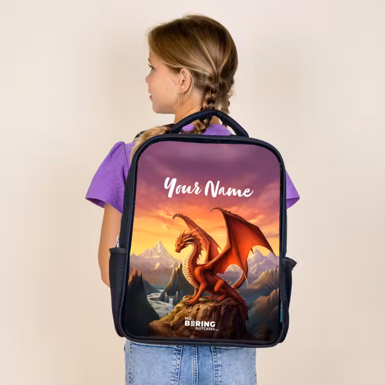 Kids backpack - Black - Red giant dragon — 4