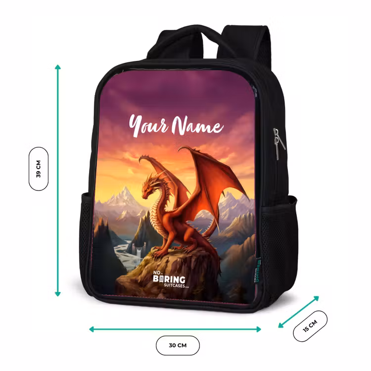 Kids backpack - Black - Red giant dragon — 8