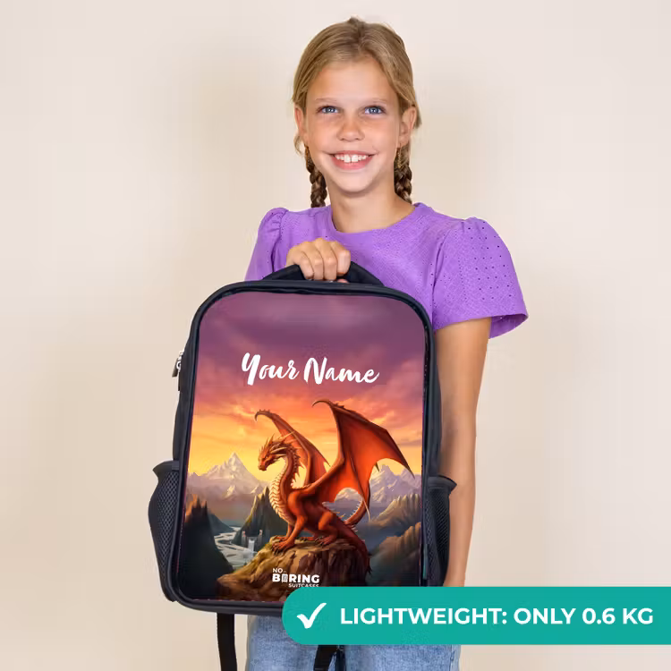 Kids backpack - Black - Red giant dragon — 9
