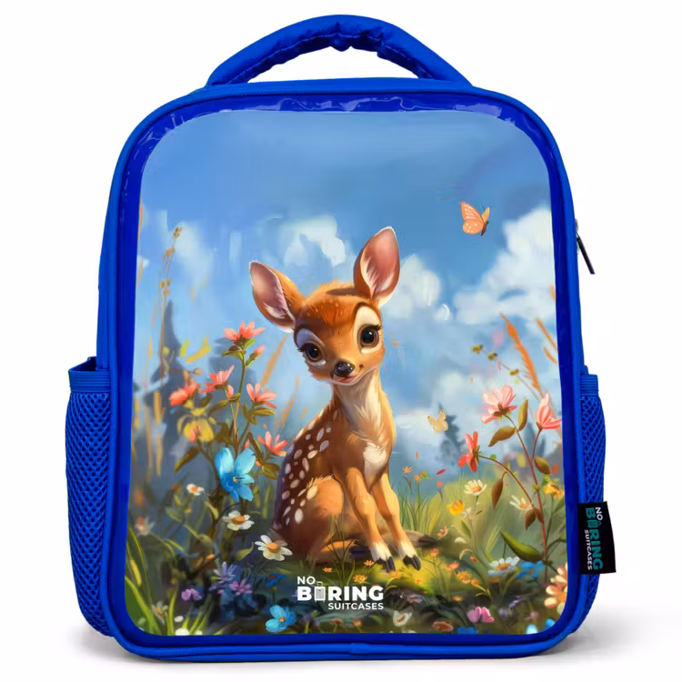 Kids backpack - Blue - Bailey flower deer — 1