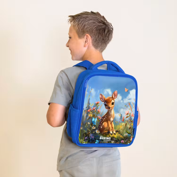 Kids backpack - Blue - Bailey flower deer — 2