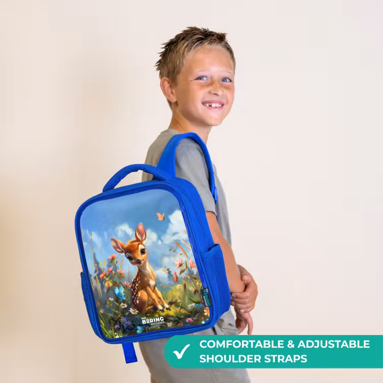 Kids backpack - Blue - Bailey flower deer — 4