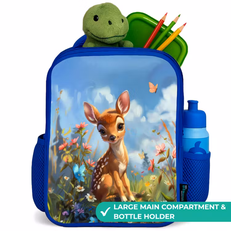Kids backpack - Blue - Bailey flower deer — 5