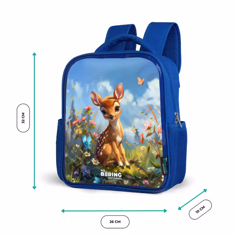 Kids backpack - Blue - Bailey flower deer — 6