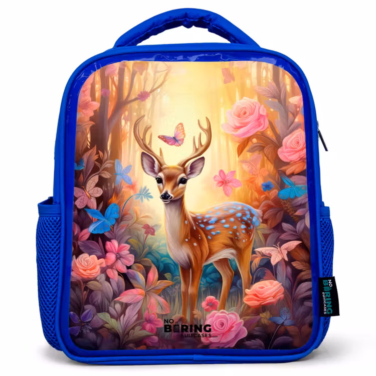 Kids backpack - Blue - Blossom forest deer — 1
