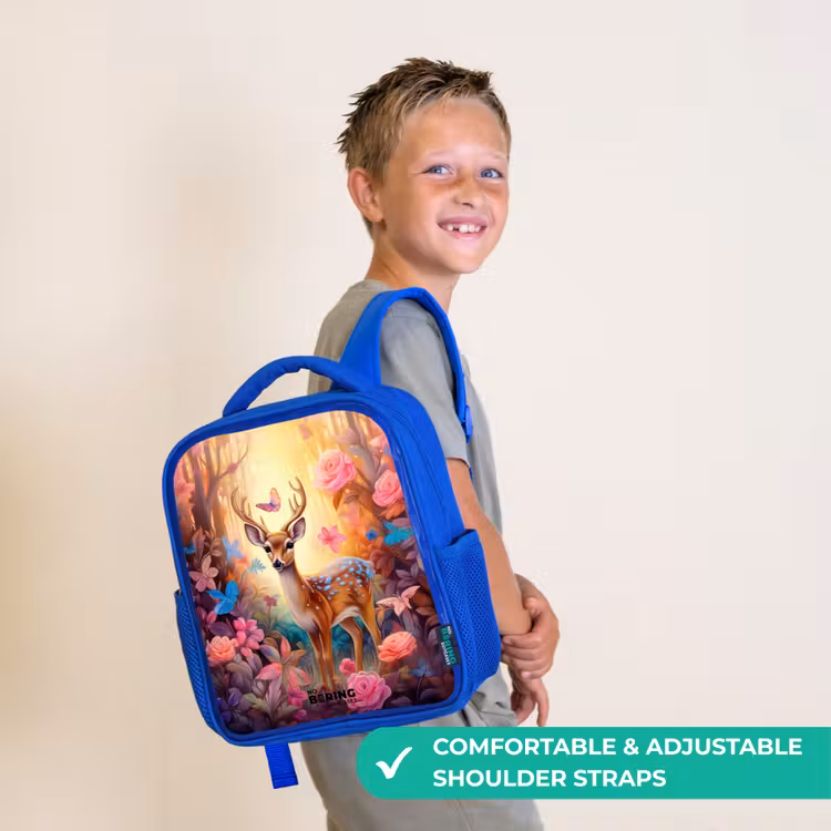 Kids backpack - Blue - Blossom forest deer — 4