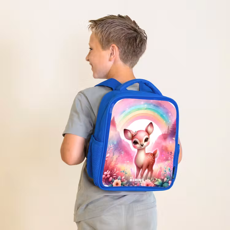 Kids backpack - Blue - Pink roebuck — 2