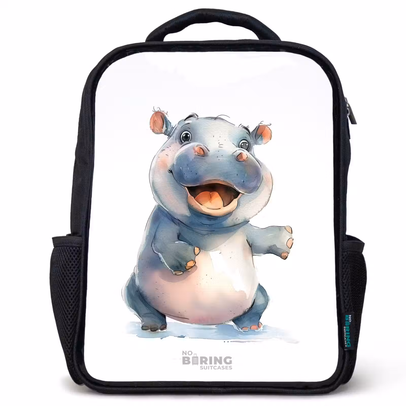 Kids backpack - Black - Baby hippo — 1