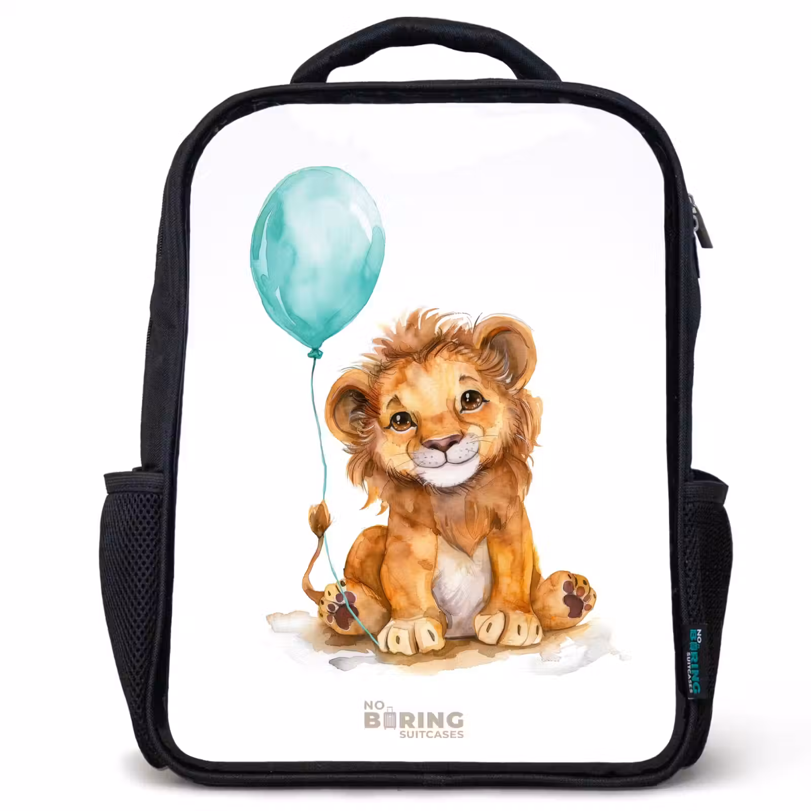 Kids backpack - Black - Lion with blue balloon — 1