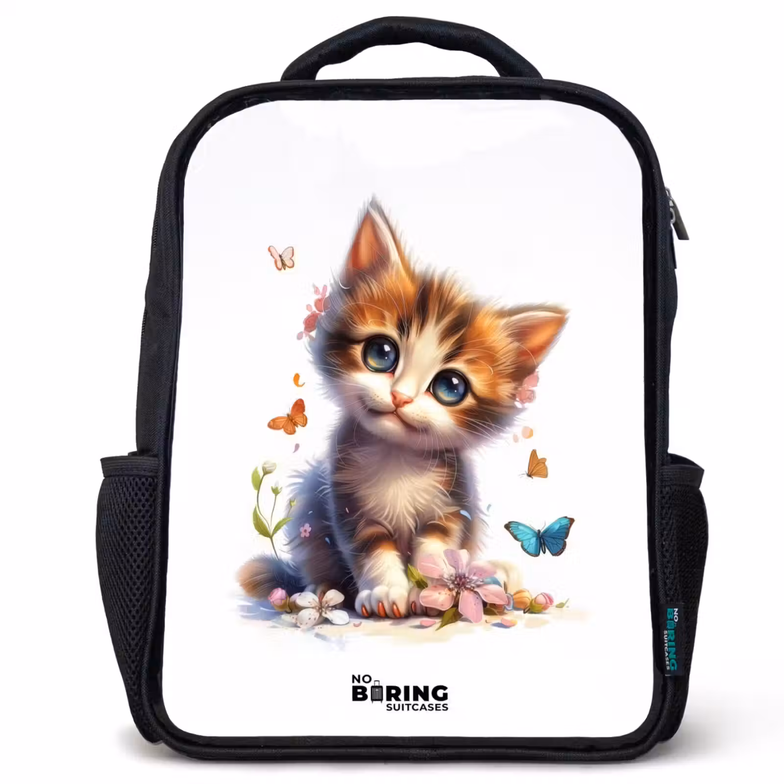Kids backpack - Black - Vera butterfly kitten — 1